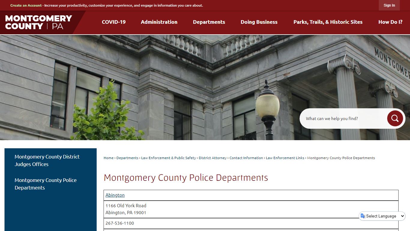 Montgomery County Police Departments