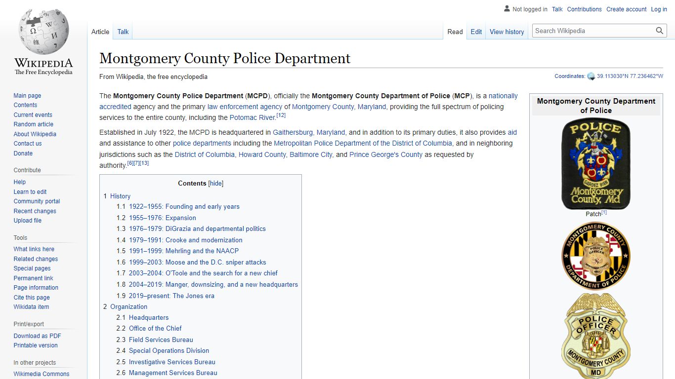 Montgomery County Police Department - Wikipedia